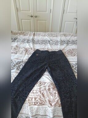 Women's Black Leopard-Print Pants